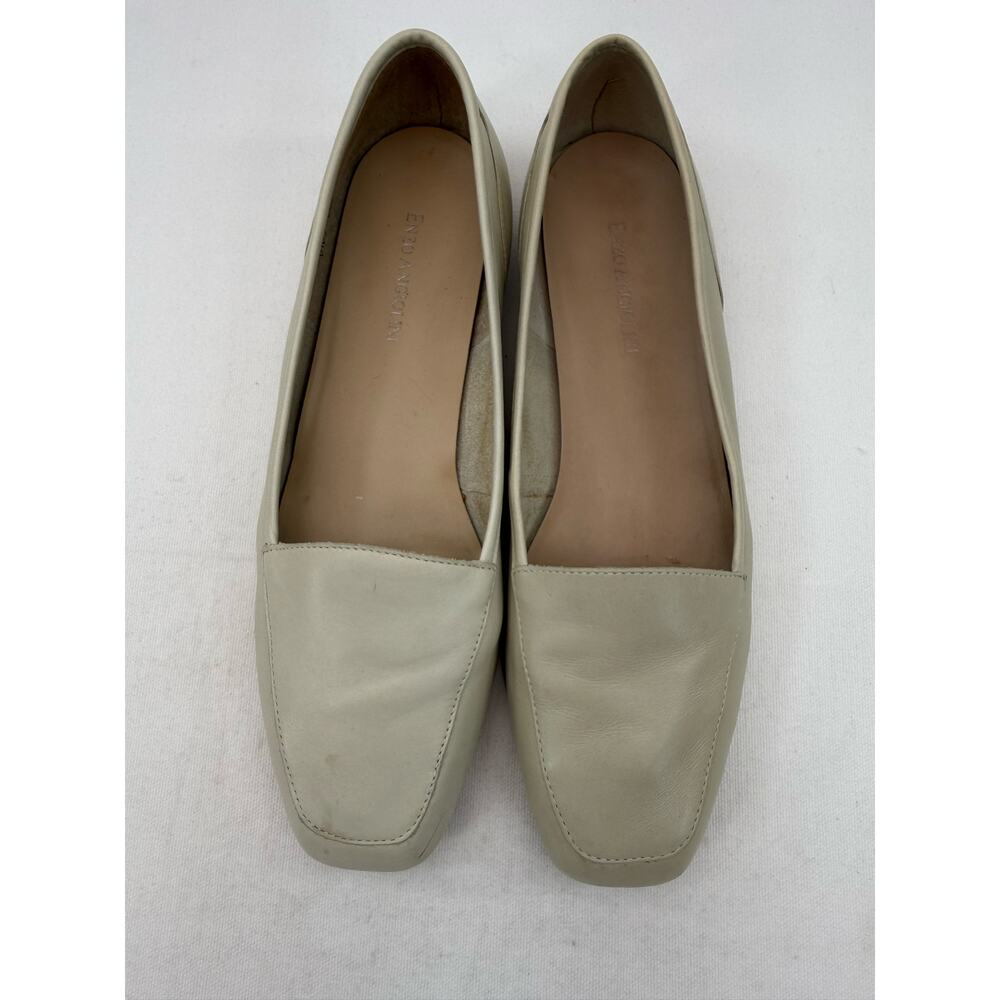 Enzo Angiolini Beige Liberty Leather Square Toe Classic Loafers‎ Size 8.5M